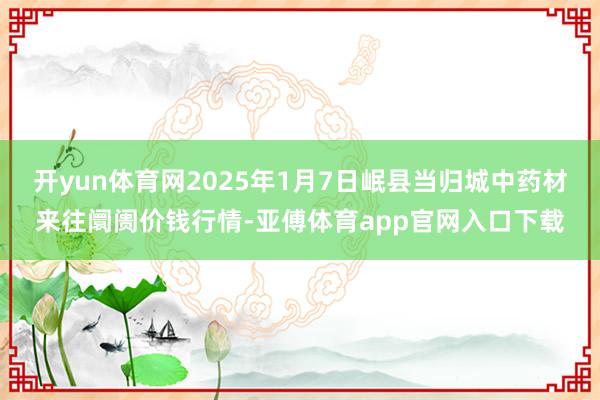 开yun体育网2025年1月7日岷县当归城中药材来往阛阓价钱行情-亚傅体育app官网入口下载