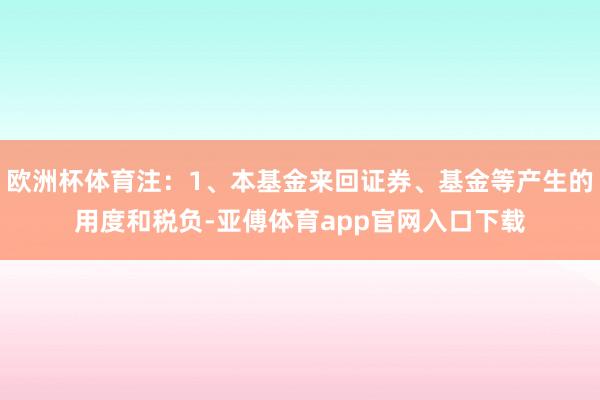 欧洲杯体育注：1、本基金来回证券、基金等产生的用度和税负-亚傅体育app官网入口下载