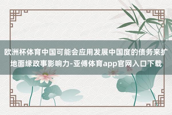 欧洲杯体育中国可能会应用发展中国度的债务来扩地面缘政事影响力-亚傅体育app官网入口下载