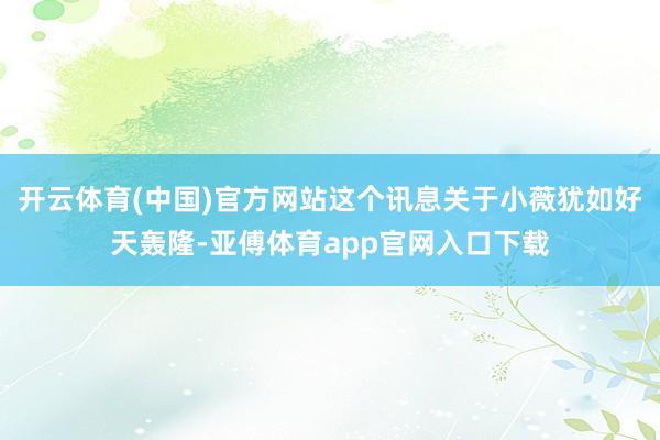 开云体育(中国)官方网站这个讯息关于小薇犹如好天轰隆-亚傅体育app官网入口下载