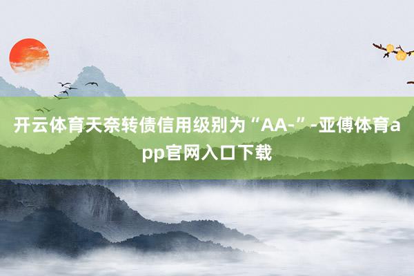 开云体育天奈转债信用级别为“AA-”-亚傅体育app官网入口下载